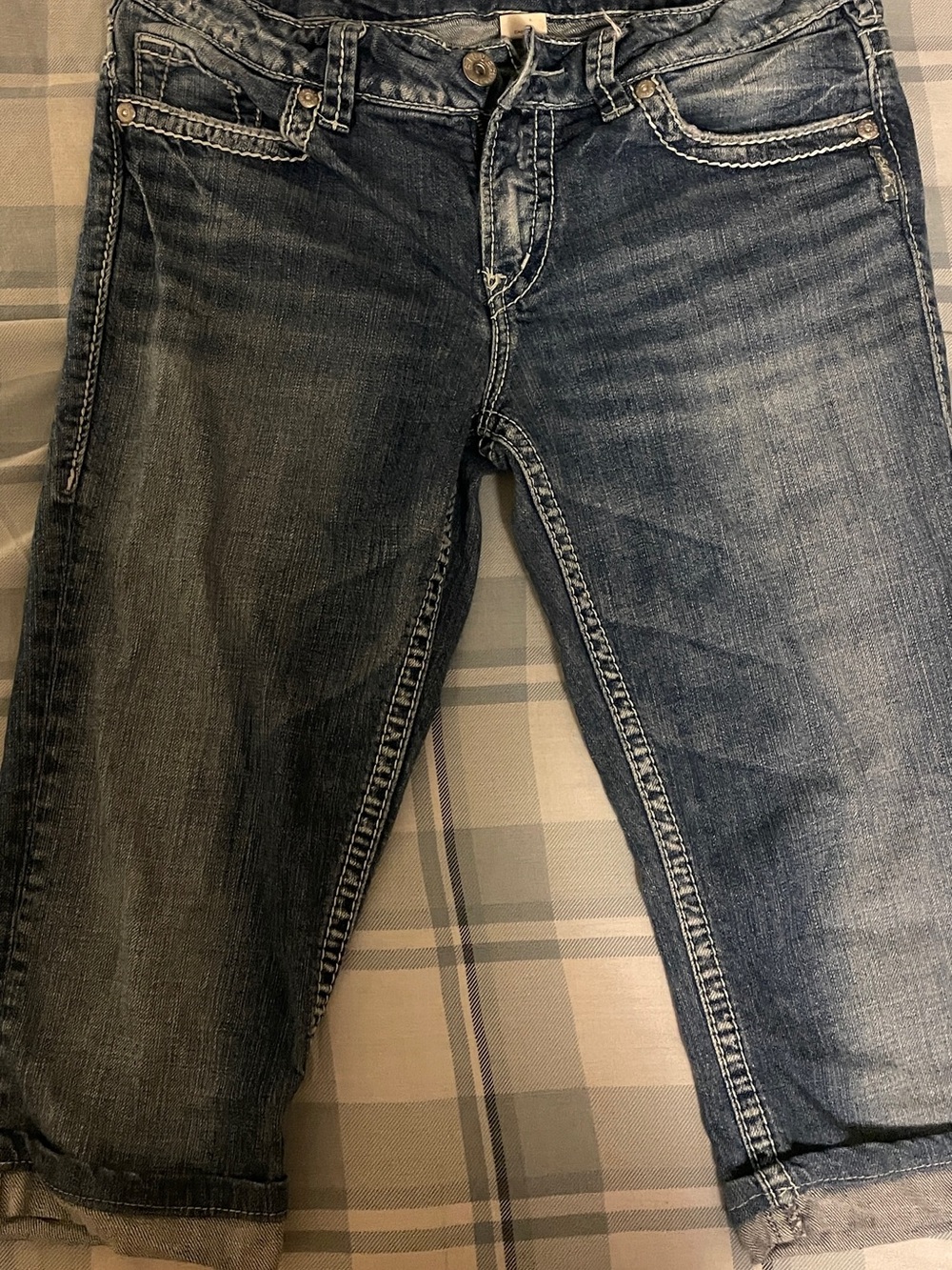 silver jeans y2k indigo faded suki straight capris/jeans 2000s